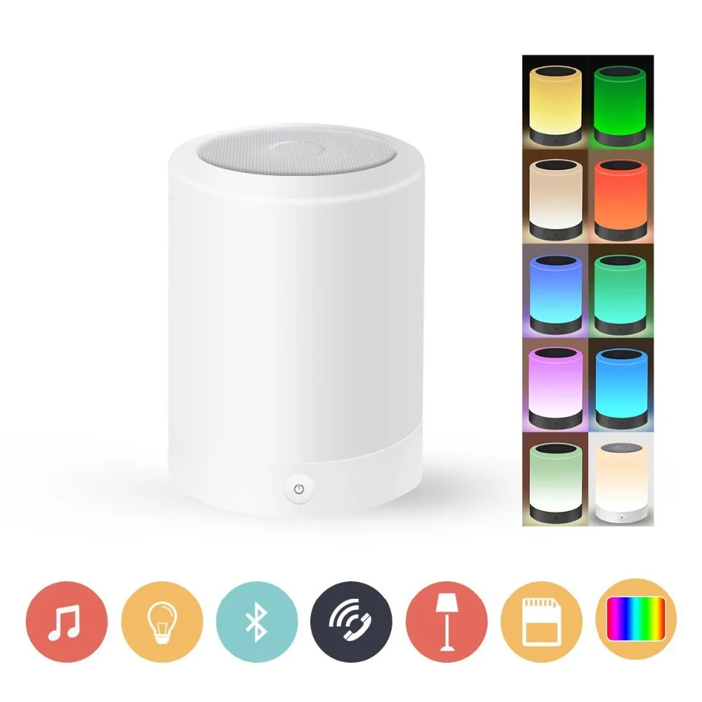 Wireless LED Bluetooth Speakers Dimmable Night Lig...