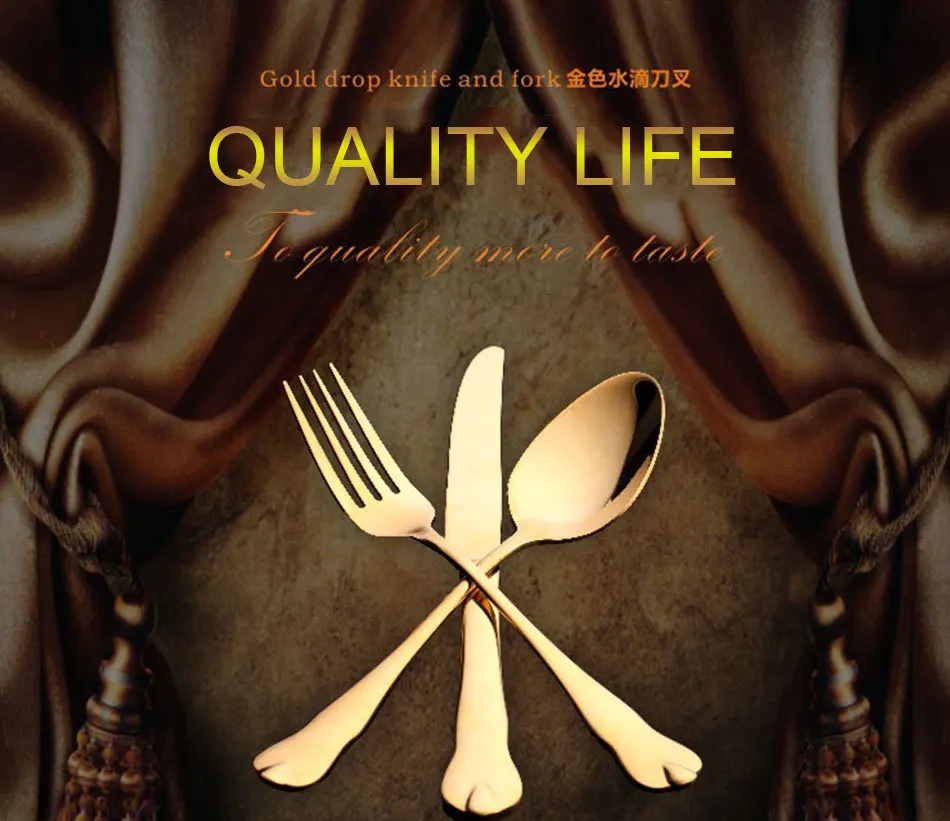 Luxury Gold Cutlery Set Stainless Steel Metal Dinnerware Set 3 Pieces Knife Fork Tableware Dining Dinner Western Food Kitchen (1)