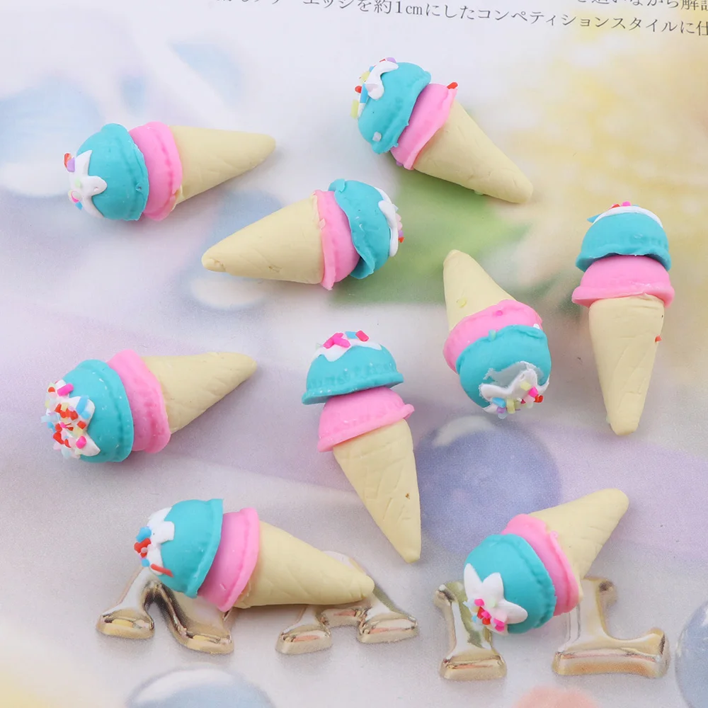 10pc/lot Mini 15*35mm Handmade Cute Ice Cream Polymer Clay Dessert Jelly Candy Resin Cabochons For DIY Simulation Food Kids Toys