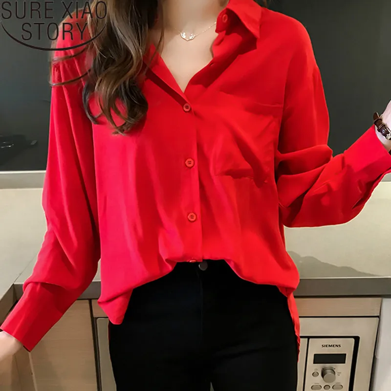 

Plus size women tops Fashion woman blouses 2019 spring new office work wear white blouse shirt long sleeve women shirts 2071 50