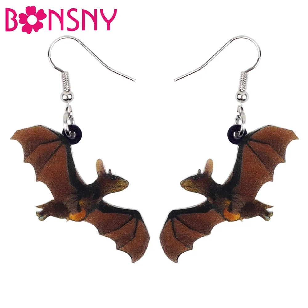 

Bonsny Acrylic Halloween Anime Bat Earrings Drop Dangle Big Long Fashionable Punk Animal Jewelry For Women Girls Charms Bijoux