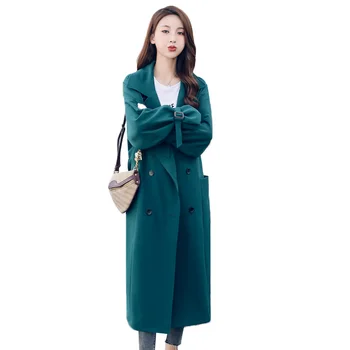 

Women Trench Coat New Spring Autumn Windbreaker Female Long Sleeve Elegant Casual Solid Double-Breasted Loose Wild Plus Size