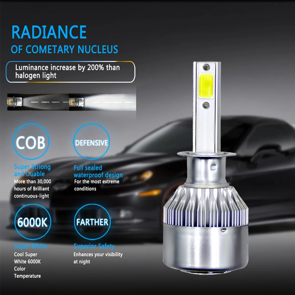 2 шт C6 светодиодный налобный фонарь для багажника автомобиля фара для внедорожника 6000K Водонепроницаемый IP68 высокая световая эффективность поток широкий диапазон напряжения