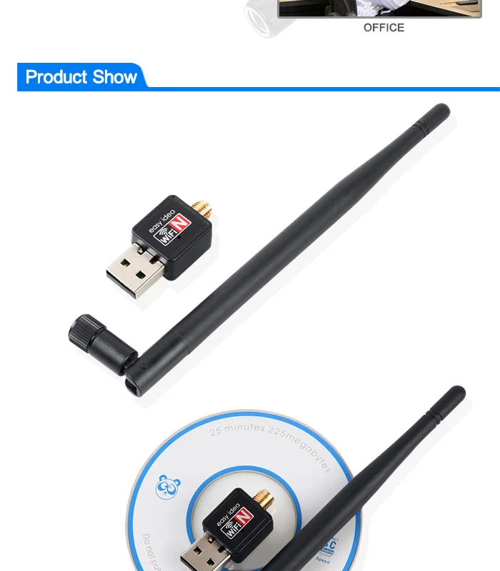 USB WiFi адаптер 150 Мбит/с 5dBi PC WiFi Dongle USB Wi-Fi антенна WiFi приемник мини Ethernet беспроводная сетевая карта Wi Fi адаптер