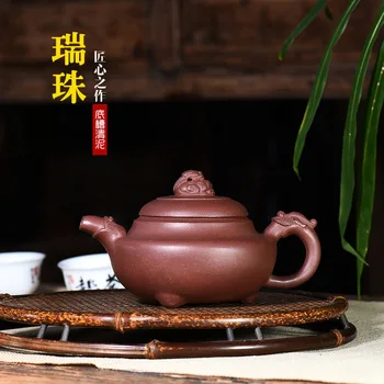 

Ore Pottery Teapot Famous Full Manual Teapot Tea Set Gift Wholesale Customized Shao Beautiful Wadi Trough Clear Pearl Beads