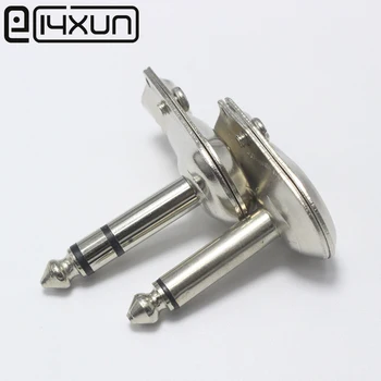 

EClyxun 10Pcs Metal Right Angle 6.35 2/3 Pole Mono/Stereo Jack Plug 6.35mm Guitar Phone Pancake 1/4 Inch Connector