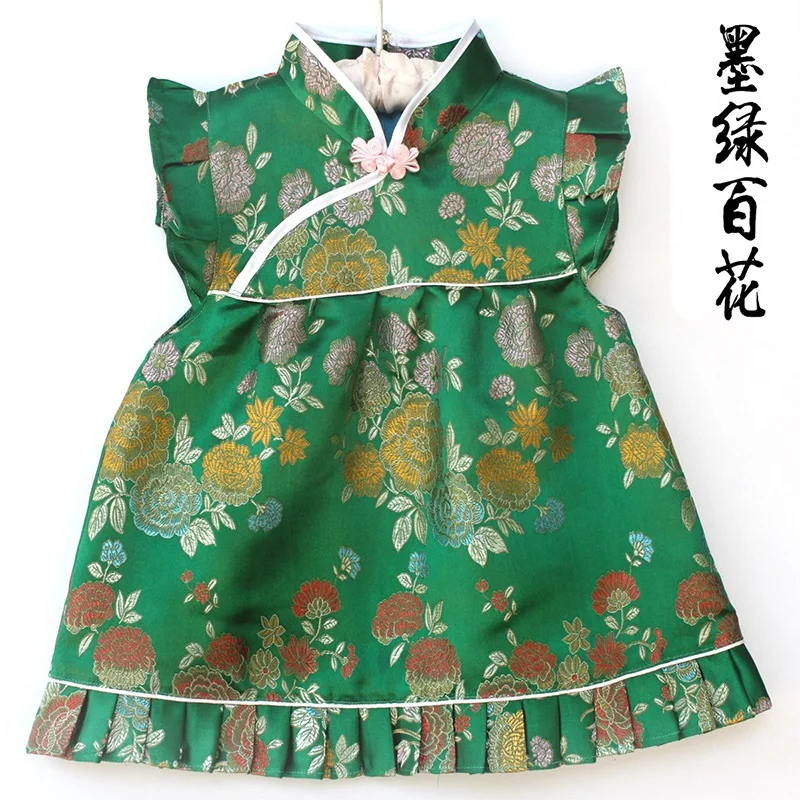 Новинка года, летние детские комплекты Ципао с цветочным рисунком, новогодние китайские платья для маленьких девочек, короткие штаны, одежда Ципао