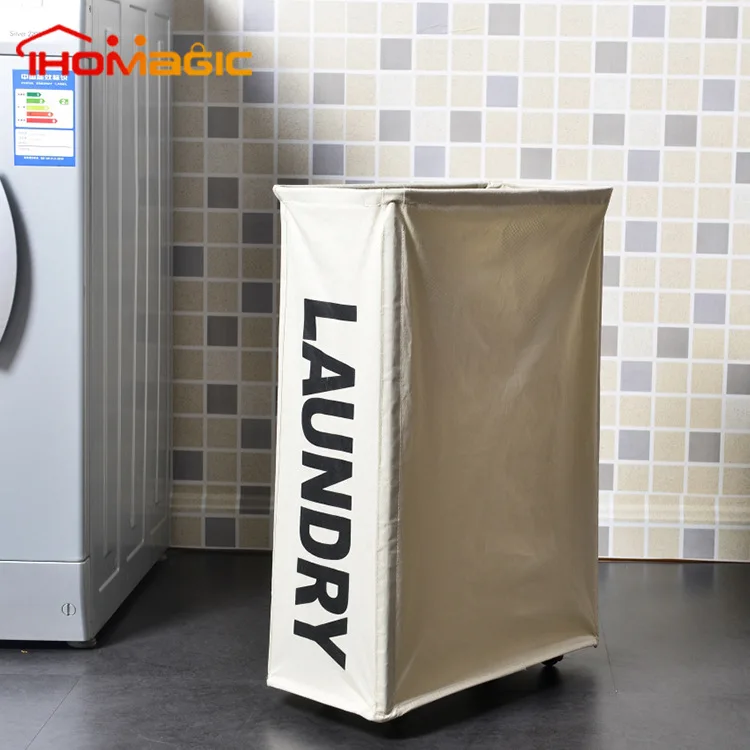 طوي سلة تخزين ملابس حقيبة على عجلات المتداول ضئيلة لطي سلة الغسيل للملابس قذرة اللعب