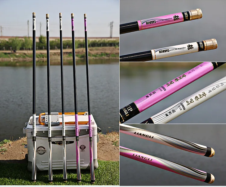 Drop Shipping 3.6M-7.2M Telescopic Fishing Rod High Carbon Fishing Rod Portable Ultralight Pole 28 Tonal Stream Rod Carp Fishing