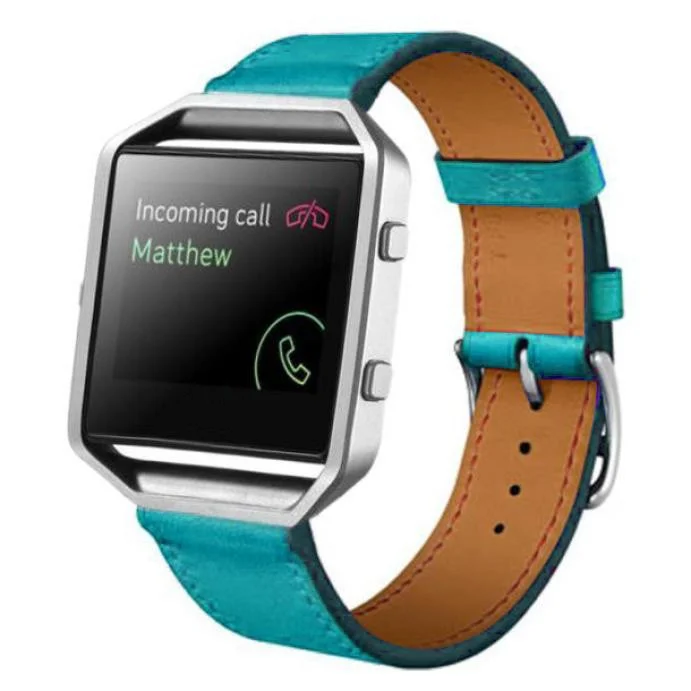 FOHUAS роскошные часы из натуральной кожи ремешок на запястье для Fitbit Blaze Смарт часы браслет не включая металлическую рамку - Цвет ремешка: Синий