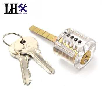 

LHX Hardware c Cutaway T-Lock Transparent Lock Training Skill Professional Visable Practice Padlocks Lock Pick For Locksmith