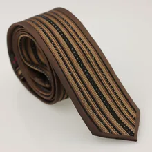 Yibei Coachella Галстуки коричневый границы узкий галстук коричневый, черный в Вертикальную Полоску маленький серебряный горошек Gravata Седа Тонкий Тощий шеи Галстуки