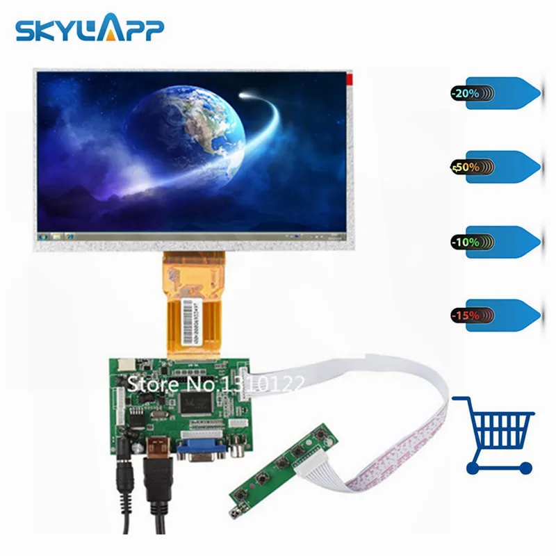 Skylarpu Raspberry Pi LCD Display Screen TFT Monitor for AT090TN12 with HDMI VGA Input Driver Board Controller (without touch)