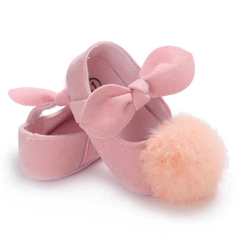 Весенне-Осенняя обувь принцессы с помпонами для маленьких девочек 0-1 лет силиконовая Нескользящая детская обувь