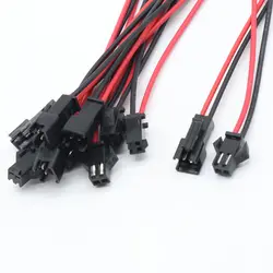 10 пар 200 мм JST SM 2 контакта штекер для Женский провода соединитель AWG 26/24/22 для Светодиодные полосы