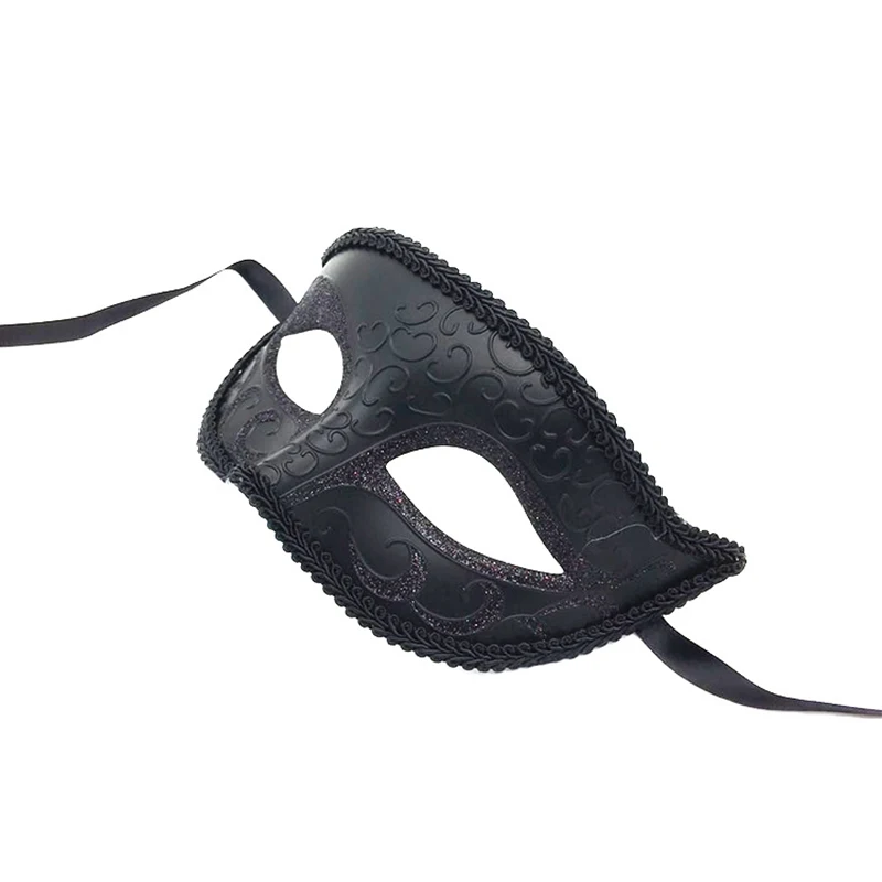 

2pcs Couples Masquerade Masks Set Black Half Face Masks for Dancing Party QP2