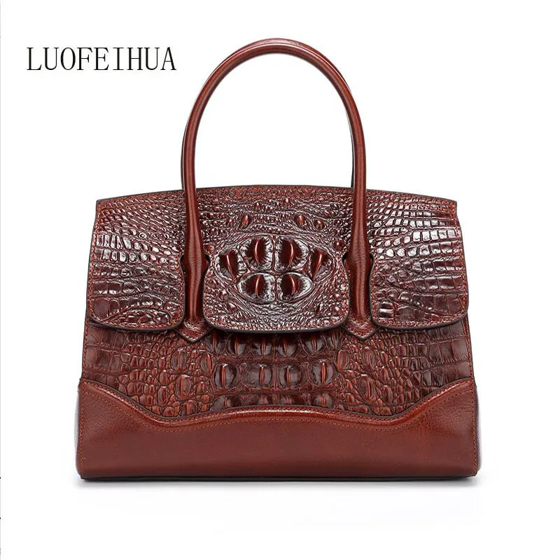 

Women Genuine Leather bag 2019 new high-end original crocodile pattern handbag Shoulder Messenger Bag Designer bag