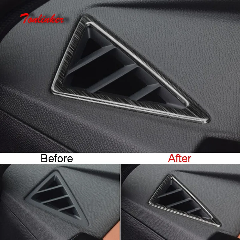 

Tonlinker 2 PCS Center Console Small outlet Cover sticker for CITROEN DEESSE DS7 2018 Car Styling Stainless steel Cover Stickers