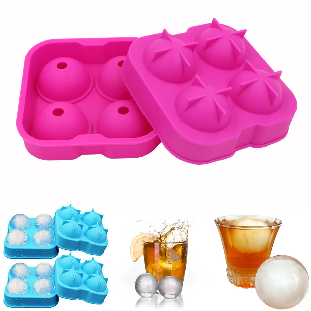 Dia 4.5CM Silicone Ice Cube Maker Flexible Freeze Whiskey Ice Moldes De Silicona Sphere Round