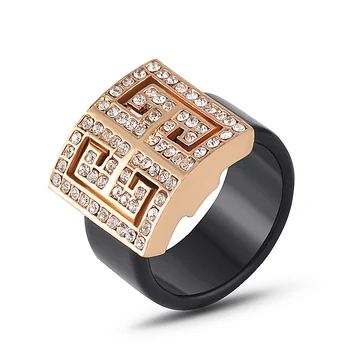 

Wholesale Supernova Sale Alloy Acrylic Gold-color Wedding Engagement Ring With Crystals Ring Party Jewelry J01846