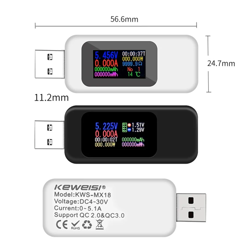 Newest 4-30V USB Tester Charger Power Battery Capacity Tester Voltage Current Meter