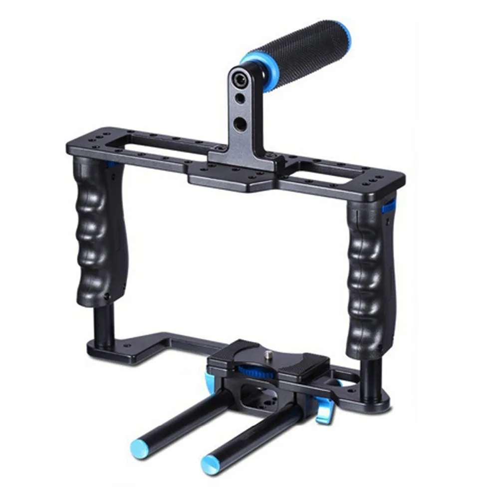Professional Aluminum Alloy DSLR Camera Cage SLR Video CageKit with Top Hand Grip Level handheld ha