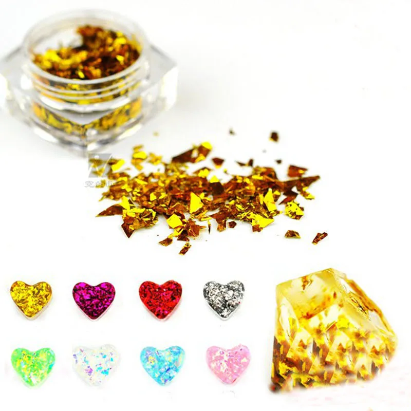 

2018 New Style 3 box/lot Colorful Shell Paper Flashing Flash Debris Material Epoxy Mold 8 Colors For DIY Jewelry Filling Tools