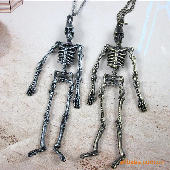 

Long Pendants Skeleton punk style Gothic Skull Necklace Zombie For Mens Necklaces Pendant Dropshipping