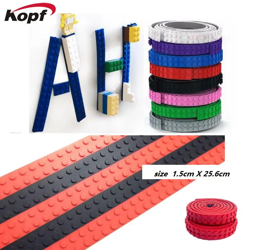 

4Pcs/Set 1.5*25.6CM 2*32 Dots Plastic Tape Base Plate Silicone With Double Coated Tissue Tape Building Blocks DIY Baseplate