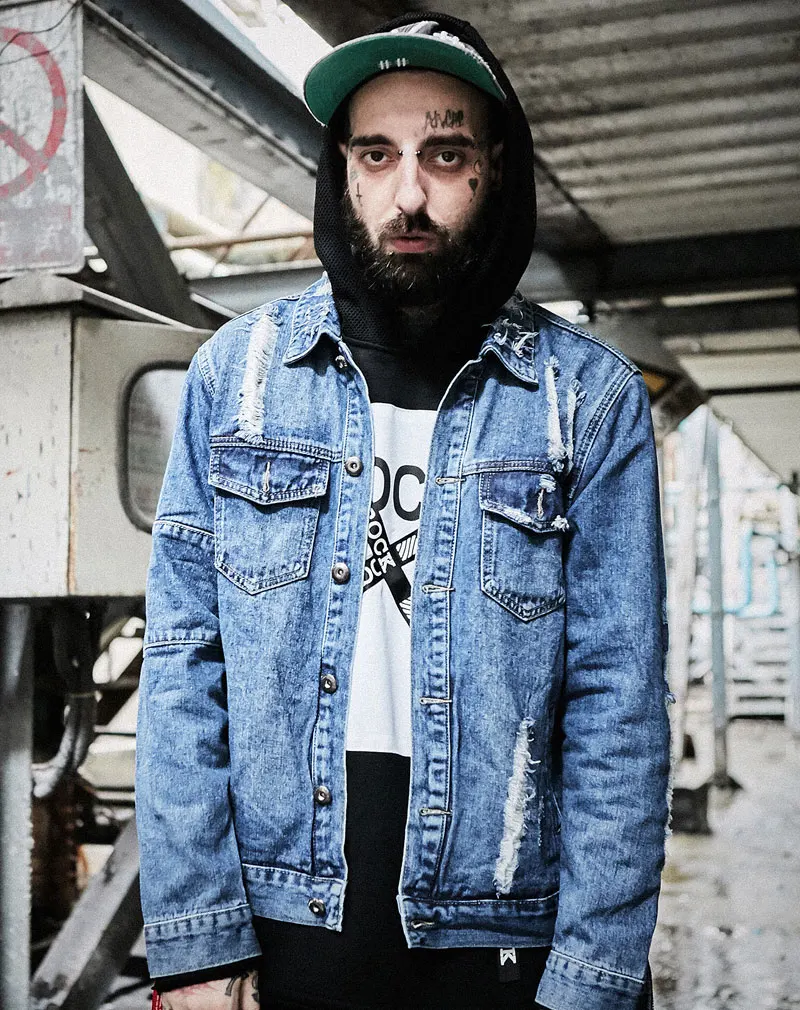 Distressed Ripped Denim Jacket 1