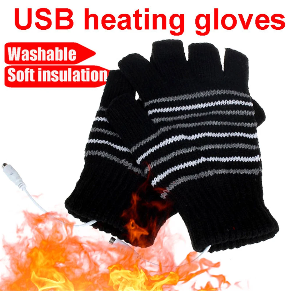 5 В USB вязаные нагревательные перчатки с питанием от батареи для перчатки с подогревом охотничьи зимние перчатки мотоциклетные теплые перчатки