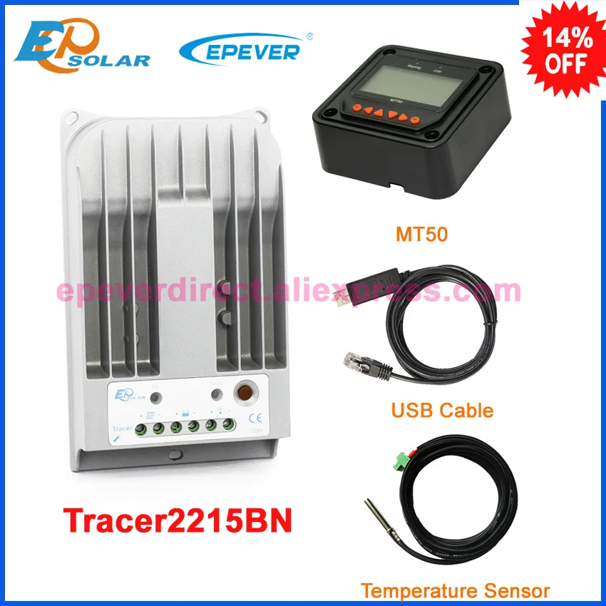 

Solar mppt Tracer2215BN 20A 20amp regulator EPSolar EPEVER charging controller MT50+USB cable temperature sensor