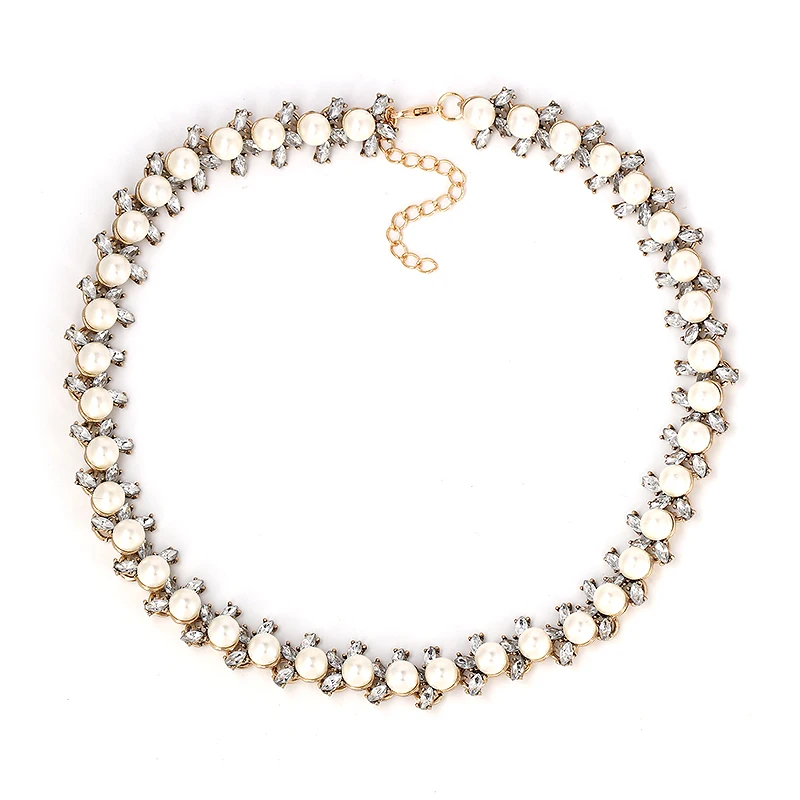 

Simulated Pearl Necklace Items Trendy Fashion Jewelry Wholesale Crystal Beads White Pearl Chocker Necklaces Women Gift
