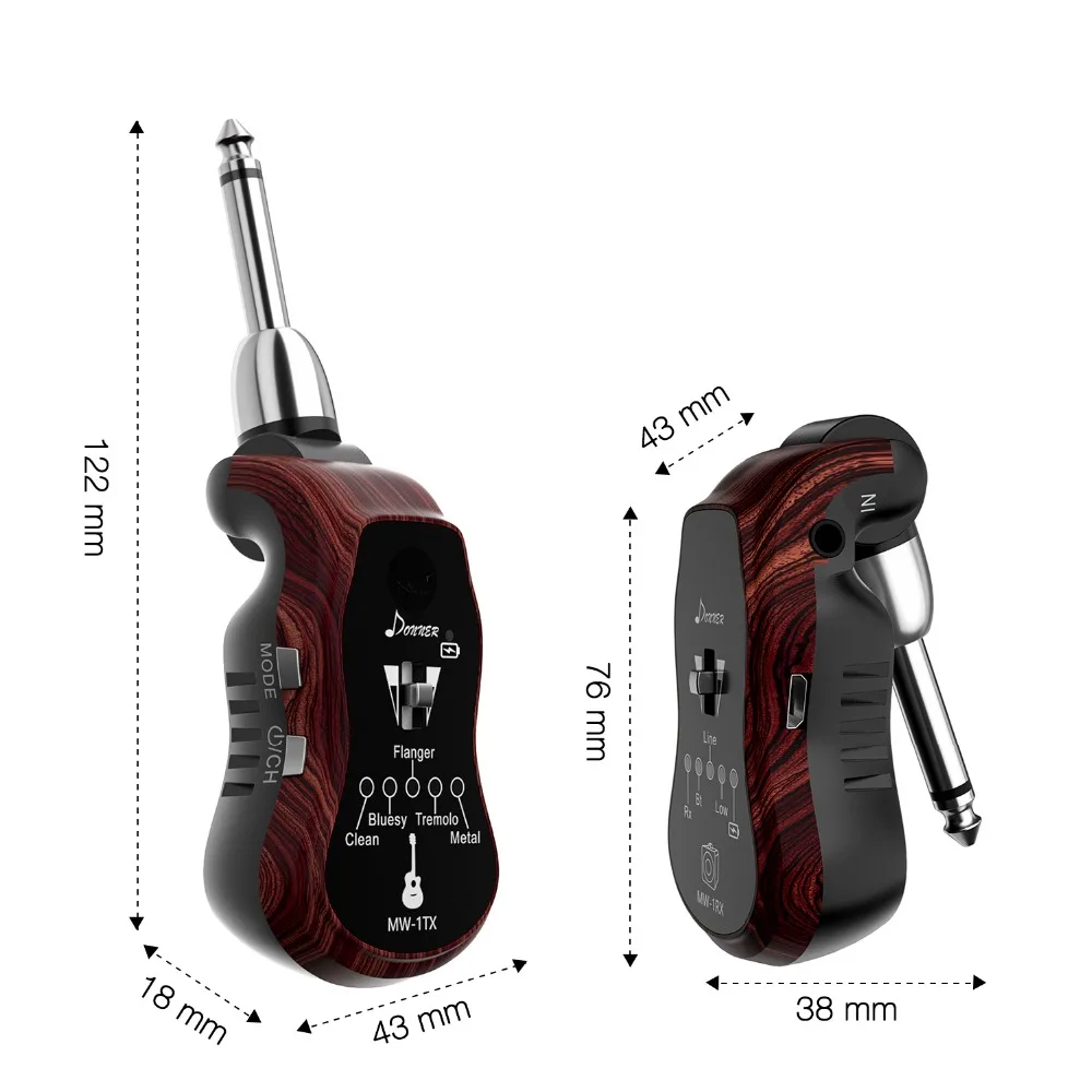 Donner многофункциональная UHF Беспроводная гитарная система аудио цифровой передатчик приемник электрогитара 5 эффектов 10 каналов
