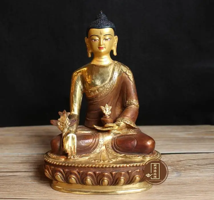 

GOOD figure of Buddha HOME efficacious Talisman House Protection # 21cm Tibetan Medicine Guru Buddha GOLD BRONZE Buddha statue