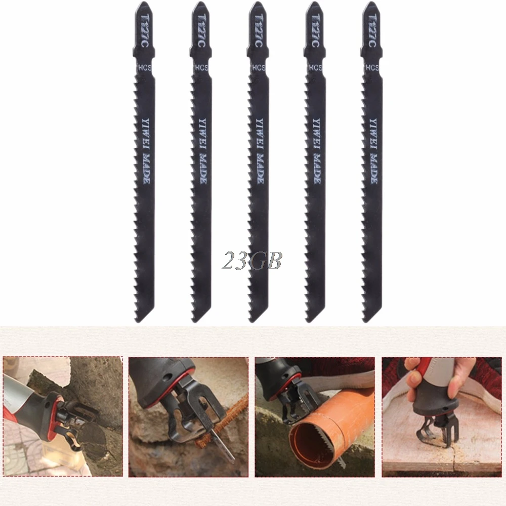 

T127C 4 Inch HCS T-Shank Jigsaw Blades Set For Wood Fast Cutting 5PCS/SET J29