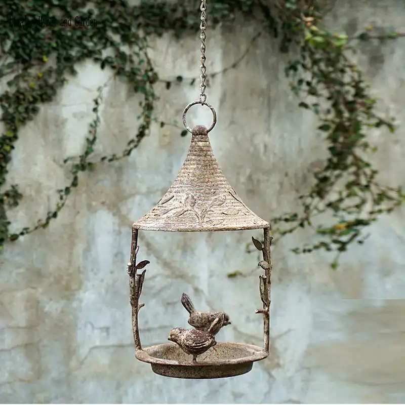 Garden Decor Rustic Vintage Weathered Country Handmade Bird Feeder