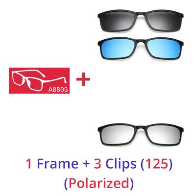 Ralferty Polarized Sunglasses Men Women 5 In 1 Magnetic Clip On Glasses TR90 Optical Prescription Eyeglass Frames Magnet Clips 1 Frame 3 Clips 125