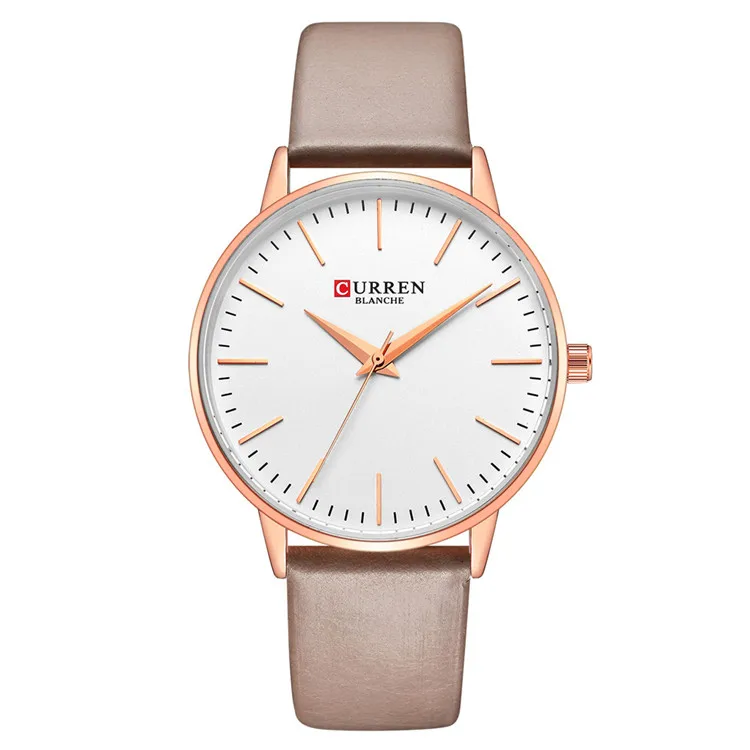 Женские часы Топ бренд CURREN женские кварцевые кожаные Наручные часы для девушек женские наручные часы Relogio Feminino l - Цвет: brown