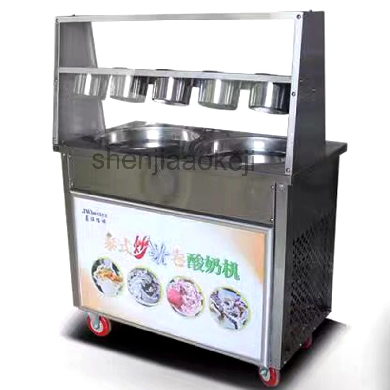 1pc Stainless Steel Double pan Fried Ice Cream Maker Fried yogurt machine fry ice cream roll machine 220v/110V