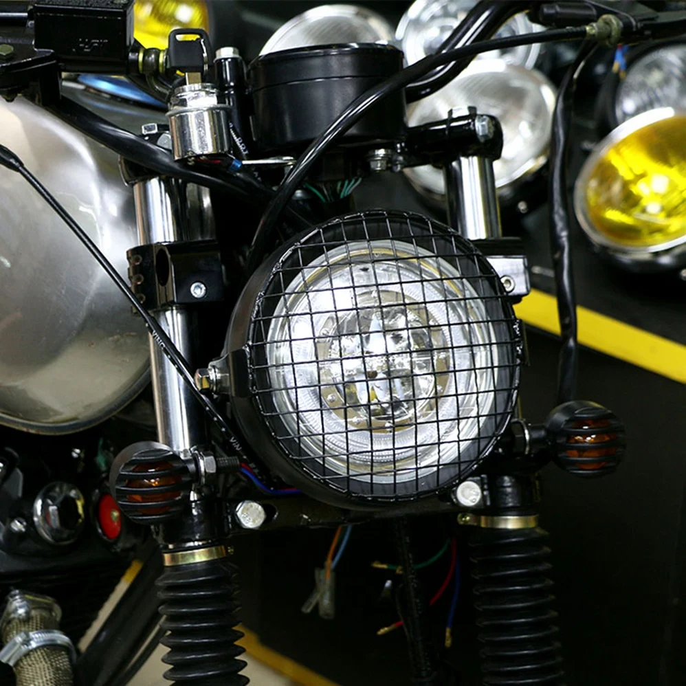 Новый 6,5 "мотоцикл фар светодиодный налобный фонарь Гриль боковое крепление крышки с кронштейном для Кафе Racer Лидер продаж