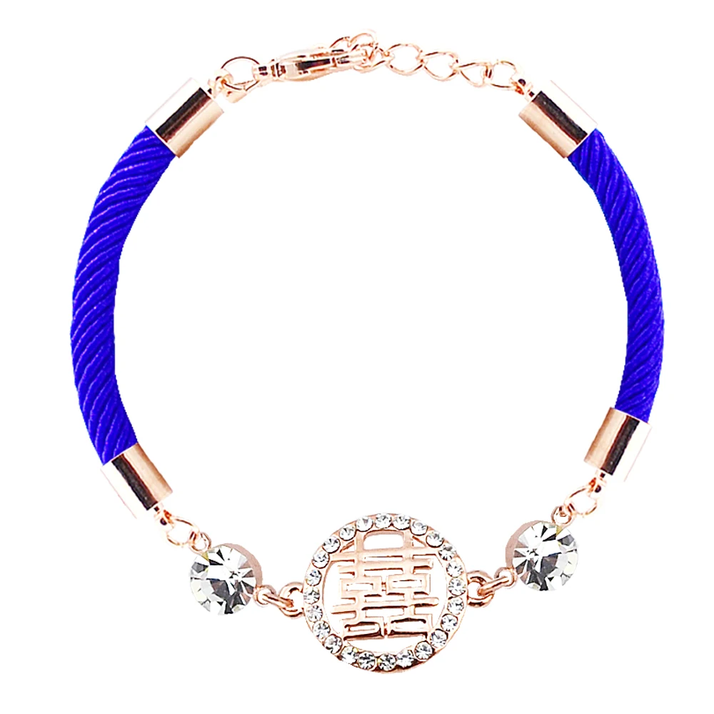 Chinese Style Jewelry Lucky Double Happiness Bracelet Rope Blue