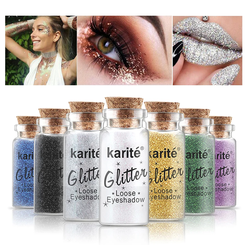 

Sequins Glitter Shimmer Pigment Loose Eyeshadow Tattoo Make Up Body Glitter Face Lips Beauty Festival Party 12Colors Cosmetics