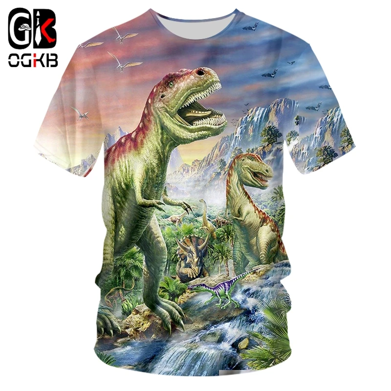 

OGKBSummer Women/men's 3d Print Dinosaur T Shirt Unisex Short Sleeve Gothic Round Neck Casual T-shirt Unisex Tee Shirts
