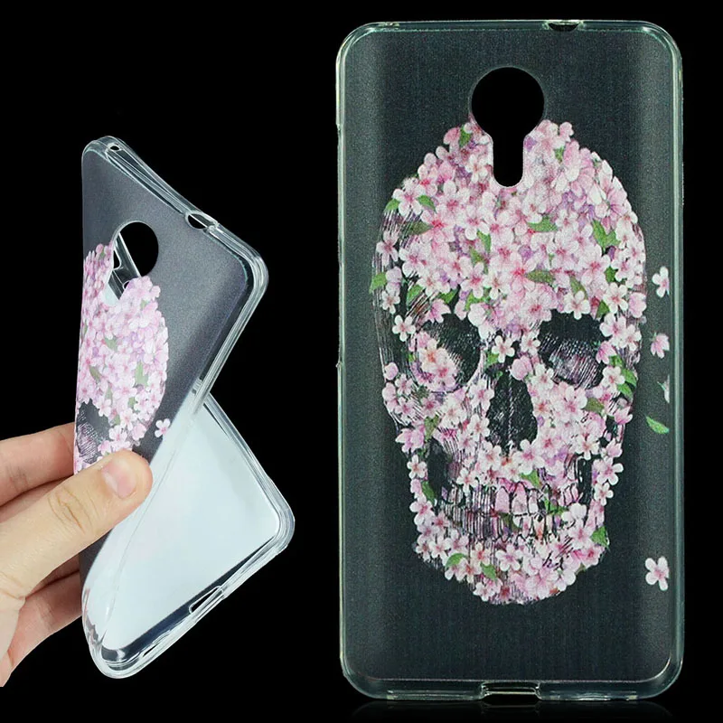 KOC-2351I_1_Flower Skull Pattern TPU Protective Case for Wileyfox Swift 5 inch