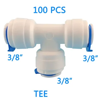 

100PCS 3/8" 3Way Union Tee Tube Quick Connect Fit for RO system Water Filter Connector Fittings T tipy fast joint