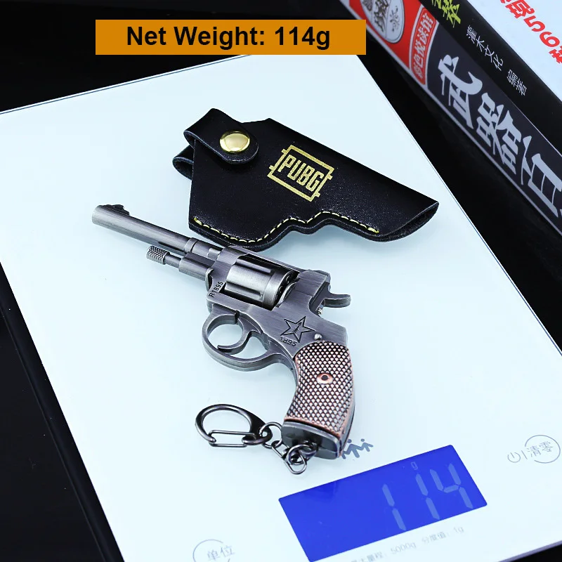 12cm PUBG R1895 Revolver Gun Model Keychain Metal Alloy Holster Weapon Toy Key Chains 360° Rotation Magazine Children Game Gifts 12cm PUBG R1895 Revolver Gun Model Keychain Metal Alloy Holster Weapon Toy Key Chains 360° Rotation Magazine Children Game Gifts