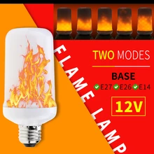 

E27 LED Flame Effect Bulb 5W E14 LED Fire Flickering Lamp SMD 2835 E26 Christmas Lights Two Modes DC 12V Home Decoration Bulbs
