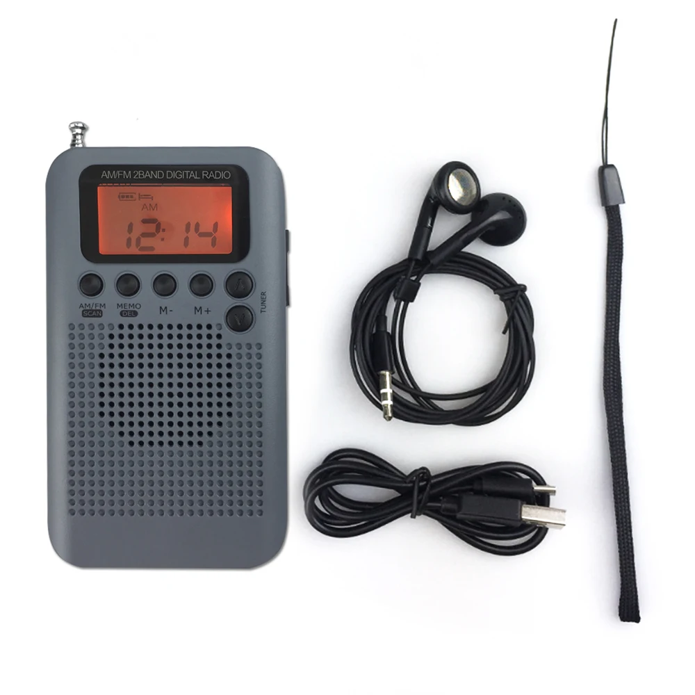 JINSERTA мини lcd цифровой FM/AM радио динамик с будильником и функцией отображения времени 3,5 мм разъем для наушников и зарядный кабель