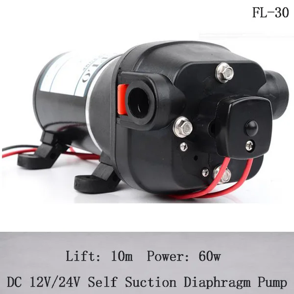 FL 30 12V/24V DC motor self suction diaphragm pump 10m lift and flowin